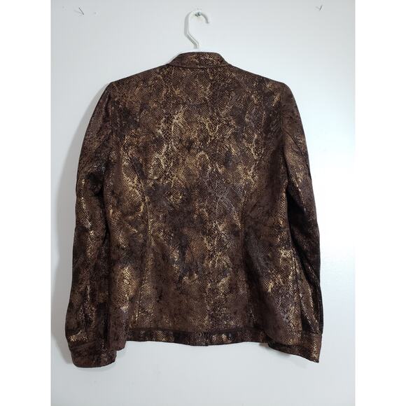 (S5) Y2K Chico's Womens Bomber Jacket Size 0 (S) Metallic Mobwife Office Siren - Picture 4 of 5